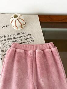 3 Stücke süßer Kaninchen Stickerei Fleece Langarm Top, einfarbige Hose und Kapuzen-Reißverschluss Weste Set, geeignet für Alltag und Outdoor, Herbst/Winter