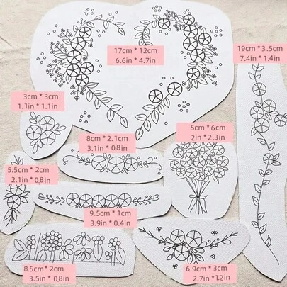 9pcs Water Soluble Embroidery Patterns Stabilizer, Sewing Stabilizers With Self-Adhesive Backing - Easy-To-Use Sewing Paper For Hats, Gloves, Clothing And Other DIY Projects