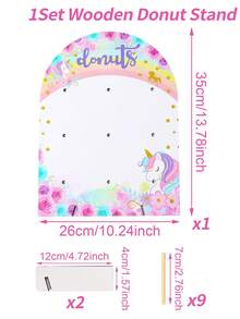 1 Set Wooden Arch-Shaped Donut Display Stand, Patterns Include Jungle Animals, Pink Butterflies, Rainbow Unicorns And Mermaids, Suitable For Birthday Party, Wedding Table Decoration, Dessert Display, Party Wedding Table Centerpiece Decoration, Thanksgiving, Christmas Party Kitchen Cooking And Other Occasions. - Multicolor - View 16