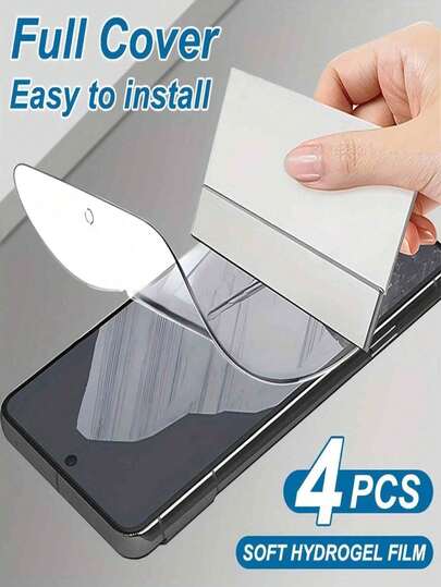 4 Pcs HD Hydrogel Film Full Cover Soft Screen Protector Compatible With Google Pixel 10, 9 Pro XL, 8 Pro, 7, 6 Pro, 5a, 6a, 7a, 8a – Non-Glass Protective Film Screen Protection Essentials, Applicable To Daily Shield, Office, Home Phone Screen Protector Phone Accessories Waterproof Shockproof Anti-Fall Scratch Resistant