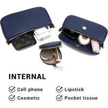 Multi Pochette Crossbody Bags For Women PU Leather Shoulder Handbag 3pcs Set-2025 - 深藍色 - 查看 3