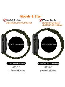 Huastonband 1件裝 軍綠色 戶外運動健身瑜伽防水防汗超薄柔軟3D紋理矽膠材質，適用於Apple Watch Ultra 3/2/1 SE S9/8/7/6/5/4/3/2/1系列智慧手錶替換錶帶 38/40/41mm, 42/44/45/46/49mm配件，男女通用海灘夏季度假、教師節、父親節、畢業季同學禮物 - 軍綠色 - 查看 9