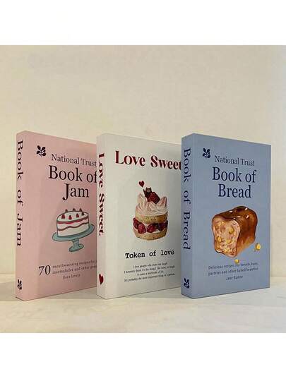 ミニマリストフェイクブック装飾3点セット、かわいいケーキシリーズモダンフェイクブック、ヴィンテージブック、フェイクブック、装飾ブック、コーヒーショップホテルの本棚の装飾、写真撮影小物、映画/ビデオ変換モデルブック