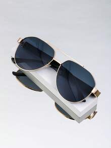 Nuevas gafas metálicas de doble haz con estilo retro, unisex, para uso en la calle, pasarela, viajes, versátiles, al aire libre, moda, casual, minimalista, adecuadas para mujeres y hombres, vacaciones, fiestas, negocios, personalizadas - Multicolor - Ver 9