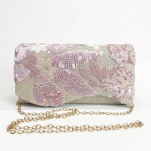 Bolso de embrague con purpurina, diseño en V, cadena de metal con purpurina y lentejuelas, bolso de fiesta de noche para bodas, cenas y uso casual, bolso de mano para mujer, regalo del Día de San Valentín