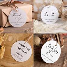 50pcs Custom Wedding Favor Tags, 4-8cm Double-Side Printed Round Personalized Gift Tags With Logo Or Picture, Colorful Printable Labels With Jute String, DIY Paper Tags Cards For Bottles, Clothing, Food Packing, Gift Cards For Party, Anniversary, Wedding, Business, Thank You Tags, Customized Hang Tags - tròn - Xem 5
