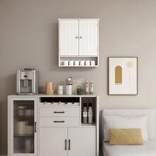 Bathroom Wall Cabinet,Modern Wall Mount Bathroom Cabinet Organizer Over The Toilet Storage With 2 Doors Adjustable For Bathroom, Living Room, Kitchen, Entryway,Laundry Room Home Furniture.Storage Cabinet - white02 - 查看 6