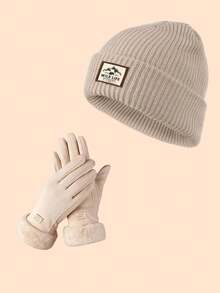 Zestaw 2 szt.: ciepła dzianinowa czapka + wiatroszczelne rękawiczki z funkcją obsługi ekranu dotykowego, odpowiednie do biegania, na uczelnię, na spotkania świąteczne, wygodna podszewka zapewniająca całodzienne noszenie, pasujące do różnych strojów, idealne na zimne dni, na narty i na co dzień, unisex, 4 modne, jednolite kolory dla mężczyzn i kobiet - Wielokolorowe - Zobacz 23