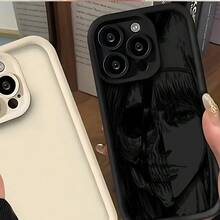 Entrega Local Nueva Funda de Teléfono de Personaje de Anime El Niño y el Gigante con Colmillos Completos para iPhone 16 15 14 13 12 11 Pro Max Mini XR XS X 7 8 Plus, Cubierta Trasera de TPU Suave a Prueba de Golpes - Blanco antiguo - Ver 5