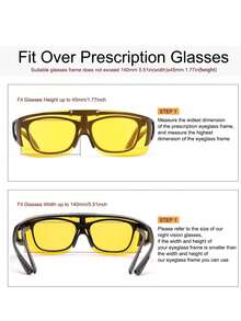 时尚夜视驾驶眼镜 - 防眩光、时尚、男女通用日夜驾驶眼镜 - 防紫外线、视野清晰、佩戴舒适 - 彩色 - 查看 3