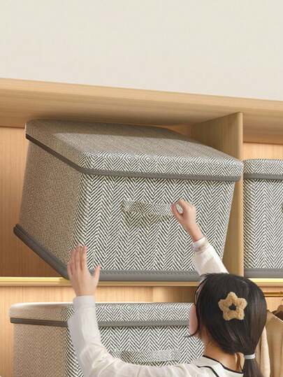 Große Kapazität Aufbewahrungstasche, faltbare Kleidung Aufbewahrungsbox, verstärkte Griff Aufbewahrungsbox, geeignet zum Aufbewahren von Kleidung, Decken, Bettwäsche, Kissen und Spielsachen (Grau) - Große Kapazität Aufbewahrungstasche mit Griff - Schlafzimmer und Schrank Organizer Aufbewahrungsbox, Mehrzweck Aufbewahrungsbox für Schlafzimmer Schrank Organisation Kleidersack wasserdichte Tasche Aufbewahrungstaschen Kleiderorganizer Kleiderbeutel Reiseaccessoires Reiseorganizer