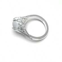 1 pieza Anillo clásico enchapado en oro con incrustaciones de perla, adecuado como regalo de joyería para aniversario de boda para mujeres