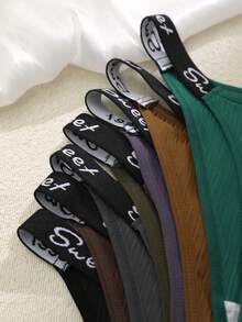 7pcs Women's Ribbed English Letter Waistband Bikini Panties