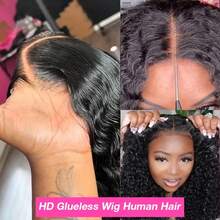 CEXXY 13x6 Deep Wave Lace Frontal Wigs 360 Water Curly 7x5 Glueless Lace Front Wig 30 36 Inch Closure Kinky WearGo - Natural Black - 查看 8