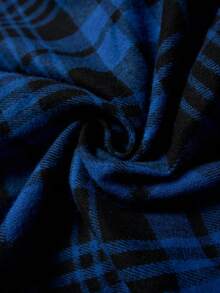 ANDREILEE2025 New Spring/Autumn Casual Fashion Loose Plaid Button-Up Long Sleeve Shirt, Unisex Versatile Design - Royal Blue - View 8