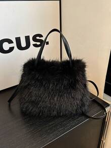 1pc Plush Tote Bag, Fashionable Handbag With Fluffy High-End Feel, New Arrival Fur Bag For Women - Multicolor - View 13