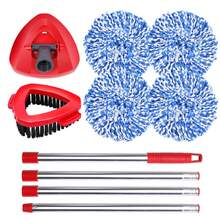 4 Packs Spin Mop Replacement Heads Compatible With Oceda RinseClean 2-Tank System, 30-58" Mop Handle,Mop Scrub Brush And Base Combo Set,Mopping Refills Easy To Replace And Cleaning - Blue and White - View 7