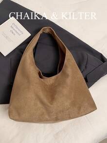 1 件 Low Tea 纯色绒面面料单肩包，女士复古时尚新月形单肩包，顶部单手设计，按扣闭合，适合旅行、购物、约会、女士礼物，非常适合通勤、户外、旅行、徒步旅行和外出 - 卡其色 - 查看 6