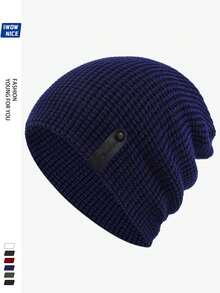 1 件轻质透气时尚标签装饰宽松便帽，男女皆宜，秋冬保暖护耳针织帽，适合户外活动、跑步、健身、滑雪、滑板等休闲运动，多种佩戴方式，吉他音乐保暖帽，青年情侣，万圣节，圣诞节，节日礼物秋季装饰 - A - 查看 9