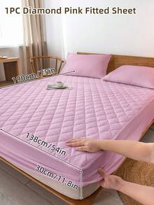 1pc Fitted Sheet, Bedding, Bed Sheet, Waterproof  Fitted Sheet, Skin-Friendly Mattress Cover, Soft And Comfortable Bedding For Bedroom, Room Decor, Halloween Decor, Christmas Decoration, 11.8 Inch Deep Pocket Cooling Breathable Quilted Fitted Sheet For All Seasons, For Single, Twin, Full, Queen And King Size, Solid Color Mattress Protective Cover, Dustproof, Comfortable And Machine Washable - 彩色 - 查看 66