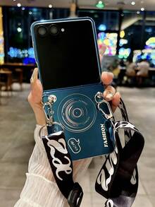 1pc Vintage Camera Strap Crossbody Case Compatible With Samsung Galaxy Z Flip7 Foldable Phone, Blue/Red - Multicolor - View 6