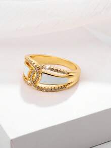1pc Fashion Copper Zirconia Ring For Women Wear Suitable As A Gift For Friends