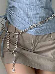 1条女士腰链，星形腰链，新款小众腰链，时尚甜美高端配饰腰带，ins风连衣裙腰部装饰链，纤细腰带，时尚百搭，适合日常佩戴 - A - 查看 7