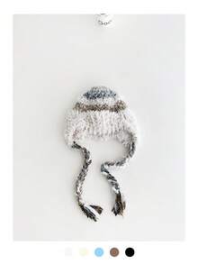 1 Stück Warme gestreifte Strickkappe mit Ohrklappen für Frauen, windundurchlässige dicke gestrickte Mütze für Herbst/Winter - Verschiedenfarbig - Übersicht 6