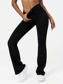 Sodalemon Women Training Fitness 3Pcs Yoga Gym Pants Set Solid Color Butt Liftting Running Casual Sport Flare Pants Tights - Nhiều màu - Xem 6