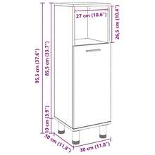 vidaXL Badezimmerschrank Schwarze Eiche 30x30x95 cm Holz