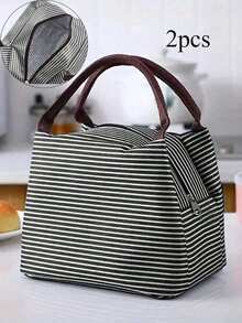 1 件装午餐盒袋学校学生用手提袋防水铝箔便携式午餐袋带保温午餐袋学校午餐盒午餐容器，办公室便携式食品袋，便当盒防水野餐袋，旅行野餐露营袋，学校用品，大学用品，旅行必需品保温女士女士返校用品学校用品袋学校配件 - 黑與白 - 查看 22