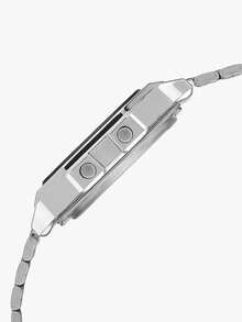 Casio Orologio digitale classico da polso per uomo, orologio da donna, orologio multifunzionale da uomo, cinturino in acciaio inossidabile, quadrante quadrato, orologio elettronico