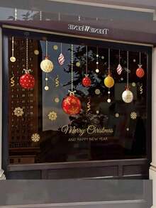 1 Set Christmas Window Stickers, Static Stickers, Christmas Ball Waterproof Plastic Holiday Decorations, Snowflake And Holiday Hanging Decorations For Glass Surface, Suitable For Shops And Homes - Perfect For Holiday Decoration