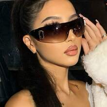 2025 New Fashion Y2K Style Rimless Glasses With Integrated Letter Accessories - Brown - View 8