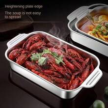 不锈钢烤盘，长方形家用烤箱，厚烤盘，适用于微波炉和电磁炉 - 銀色 - 查看 7