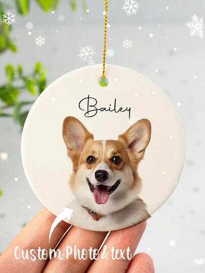 1Pc Personalized Pet Ornament, Custom Ceramics Dog Portrait Christmas Ornament, Pet Ornament Using Photo,Custom Dog Decoration, Christmas Gift, Dog Owner Gift, Pet Lover Gift, Christmas Decoration, High-Quality,Modern,Colorful,Custom,Personalized,Unique,Ideal Gifts For Him,Ideal Gifts For Her,Boyfriend,Girlfriend,Dad,Mom,Family,Friends