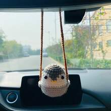 1pc Handmade Crochet Cute Three-Dimensional Swinging Small Animal Car Decoration Pendant Rearview Mirror Decoration Indoor Decoration