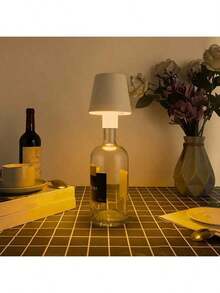 1pc Modern Creative Embedded Wine Bottle Lamp, Restaurant Bar Atmosphere Light, Touch Dimming 3 Color Modes, Bedroom Bedside Night Light, Home Decor Table Lamp, Outdoor Lighting Lamp, Gift Night Light