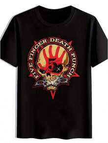 Camiseta Gráfica Negra para Hombre con Estampado de FIVE FINGER DEATH PUNCH, Diseño Retro de Banda de Rock, Cuello Redondo, Manga Corta, para Verano, Casual, para Viajes - Color de la imagen principal - Ver 7
