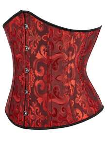 Women's Fashionable Paisley Jacquard Bandeau Top, New Year Party, Valentine's Day, Holiday Tops, Corset Top, Graduation - Black and Red - View 2