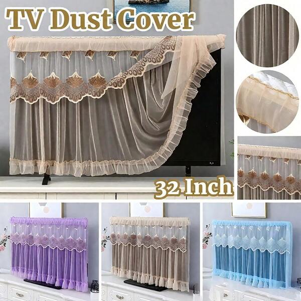 1PC Lace Embroidery Non Removable TV Cover Desktop Hanging Universal LCD TV Dust Cover