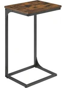 VASAGLE Mesa Auxiliar en Forma de C, Mesita de Noche, Marco de Metal, para Sala de Estar, Dormitorio, Marrón Rústico y Negro Tinta MLET353B01 - Marrón Rústico + Negro Tinta - Ver 1