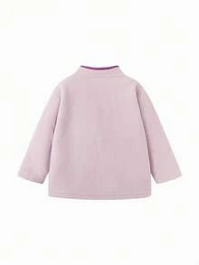 mini bala Baby Mädchen Farbblock Fleecejacke Anti-Statisch Weich Warm Stickerei Gemütlich Oberteil