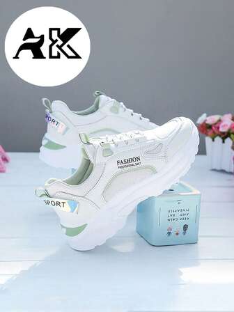Breathable Mesh Chunky Chunky Sneakers For Women, Casual Student Sports Shoes, Lace-Up Athletic Sporty Style