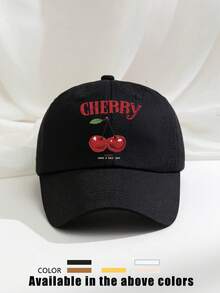 1pc Boné de beisebol estampado cereja, chapéu de golfe ajustável respirável para homens e mulheres, boné de beisebol esportivo ao ar livre adequado para as quatro estações do dia dos namorados - imprimir - Ver 11