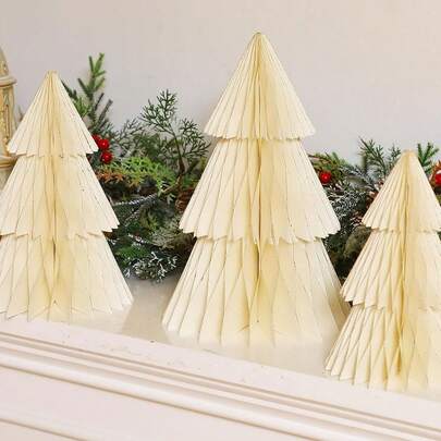 Merry Christmas 1PC: Paper Honeycomb Trees - Perfect For Holiday Table Centerpieces, Party Decorations & Gifts, Includes 12.7cm, 15.24cm, 17.78cm Sizes Christmas Decorations Home Christmas Gifts Christmas Decor