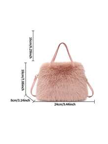1pc Plush Tote Bag, Fashionable Handbag With Fluffy High-End Feel, New Arrival Fur Bag For Women - Multicolor - View 8