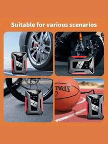 Portable Car Jump Starter With Air Compressor, Emergency LED Light & Power Bank – Fast Charging For Phones, Laptops, Cars, Trucks, RVs, And More – Includes Storage Bag, Vehicle Battery Charger | Sleek Battery Pack | Advanced Features, Portable Car Battery Jump Starter - 彩色 - 查看 3