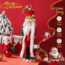 1pc Santa Claus Nutcracker Doll Soldier Christmas Ornament Xmas Gift Handcraft Nutcracker Puppet Statue Home Office Decoration - Red - View 1