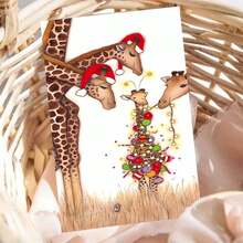 [1pc Giraffe Christmas Card] 1pc High-Quality Humorous Giraffe-Themed Christmas Greeting Card | For Friends, Family, And Neighbors, With Envelope, For Christmas And New Year Festivities